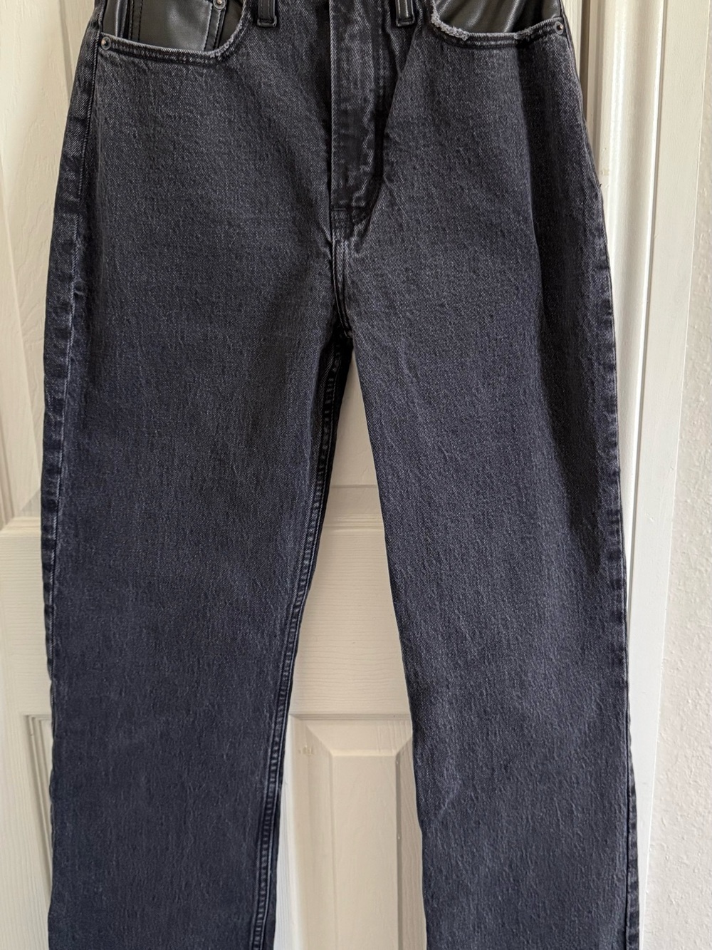 Abercrombie & Fitch Black Straight-Leg Women's Jeans Foux Leather